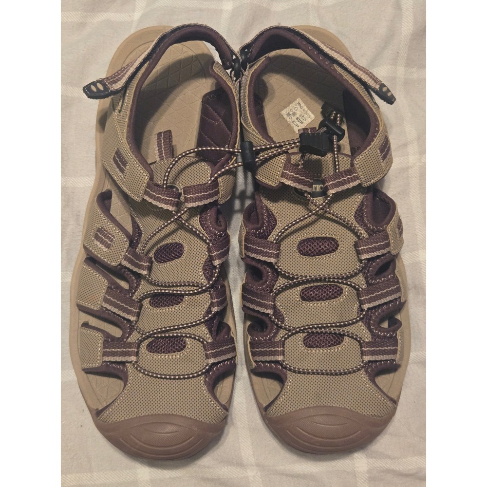 GRITION Men's Closed Toe Hiking Sandals Brown Tan Water Shoes Size 11.5 EU 45